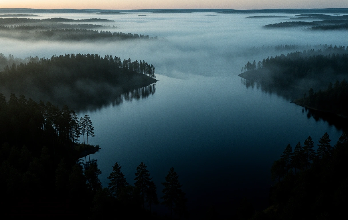 Svenskt landskap i gryningen